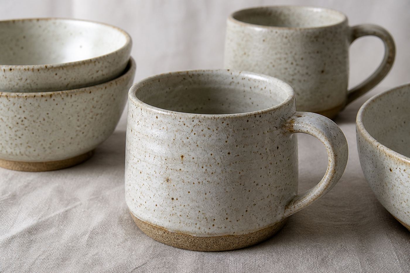 Handmade ceramic mugs and bowls